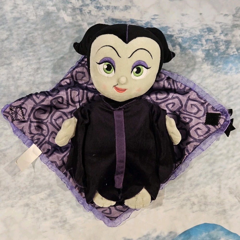 Disney Babies Maleficent Plush w/ Swaddle Lovey Security Blanket Attached